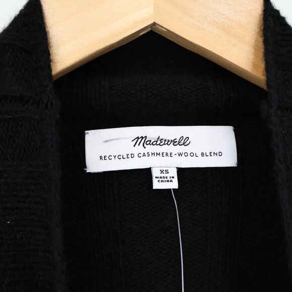 Madewell Ribbed Cashmere Wool Blend Pullover Sweater Heather Asphalt XS NWT - Picture 4 of 8